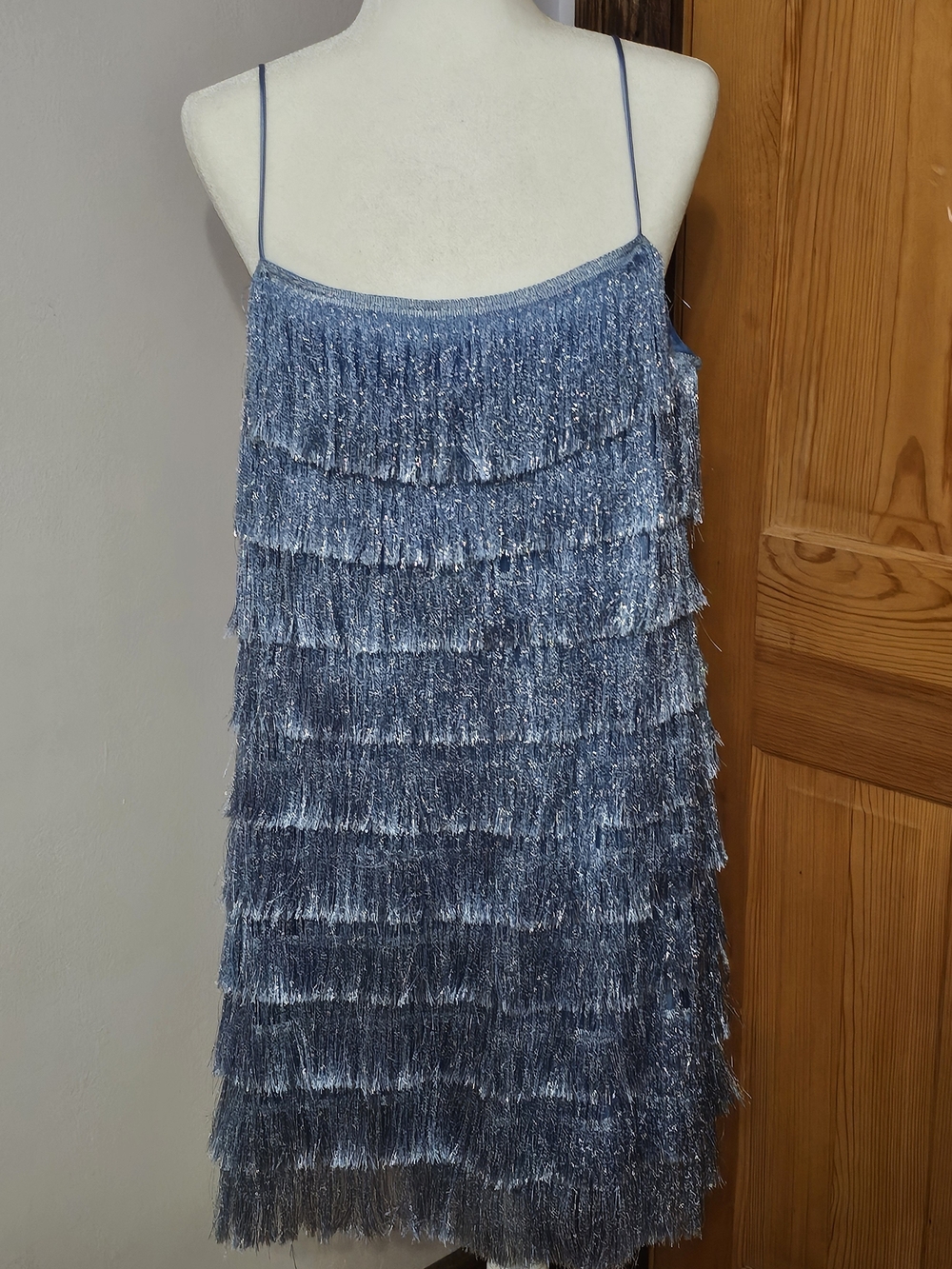 NWT Zara Fringe Blue Dress